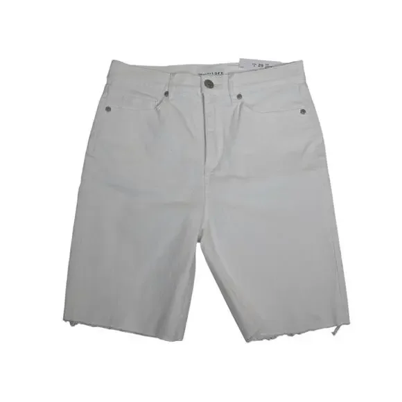 LOFT Womens 29/8 Fresh Cut High Rise Denim Bike Shorts in White NEW - Picture 2 of 12
